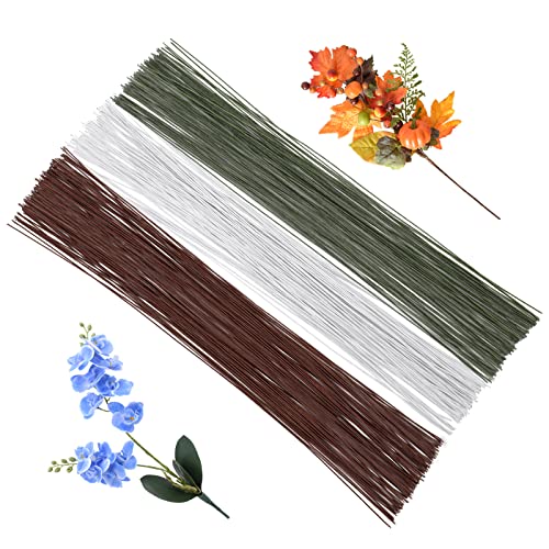 Floristendraht, 150 Stück Floristik draht 0.8 mm Grün, weiß, braun basteldraht, Blumendraht Grün 30 cm Lang, Für die Herstellung von Blumenhandwerk, künstlichen Blumen, Blumenbouquets von Namner