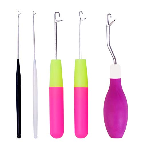 5 Größen Häkelnadel für Dreads, Latch Hook Needle, Haarverlängerung Nadel, Bunte Knüpfnadel Haar Häkelnadel, Gebogene Häkelnadel Knüpfhaken für Haarverlängerung oder Teppich Herstellung von Namner