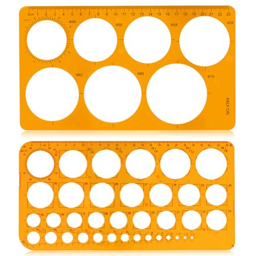 Kreisschablone Set 2 Stück (Groß & Klein) Transparent Orange, Quilling Schablone, Zeichenhilfen Lineal für Schule, Büro & Basteln von Namner