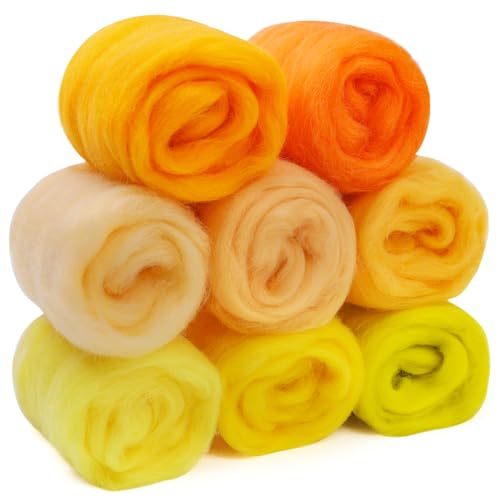 Namner Filzwolle, 80 g Filzwolle Trockenfilzen von 8 Farben, Nadel Filz Zubehör, Nadel Filz Wolle Kit,für Starter DIY Wolle Handwerk, Goldener Weizen von Namner
