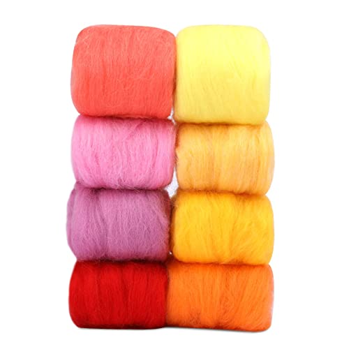 Namner Filzwolle, 80 g Filzwolle Trockenfilzen von 8 Farben, Wolle Roving,Nadel Filz Zubehör, Wolle Roving Starter Kit für Starter DIY Wolle Handwerk, Sommer von Namner