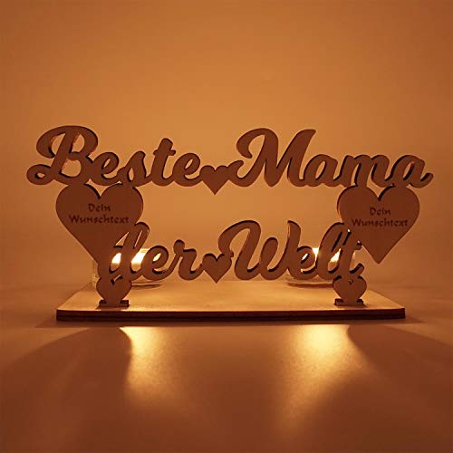 Beste Mama der Welt Geschenke Teelichthalter mit Gravur personalisiert I Zum Geburtstag Geburtstagsgeschenk Muttertag Tischdeko Wohnzimmer von Namofactur