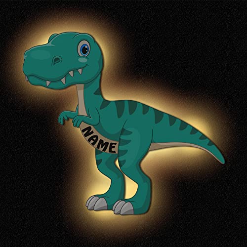Dino Rex Wand Licht mit Namen personalisiert I Dekoration Zimmer Deko Geschenke für Mädchen & Jungen Geburtstag I LED Batterie Nachtlicht Lampe von Namofactur