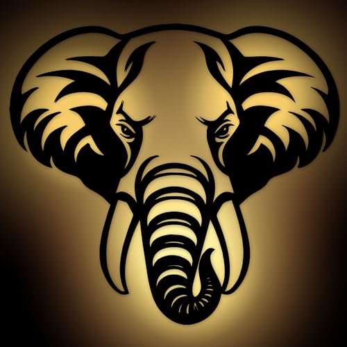 Elefantendeko – Großer Elefantenkopf als DIY Lampe, Elefanten Deko Beleuchtetes MDF Holz Modell für Zimmer und Büro von Namofactur
