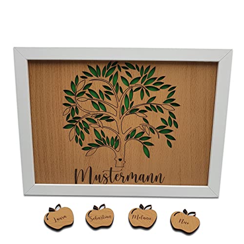 Familie Geschenk personalisiert I Stammbaum mit Namen im Holz Rahmen von Namofactur