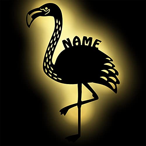 Flamingo Wand-Deko Wand-Lampe Nachtlicht Schlummerlicht personalisiert mit Namen I Batteriebetrieb & Farbauswahl von Namofactur