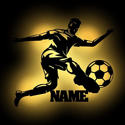 Fussball Wandlampe Nachtlicht Wand Lampe Fußball Geschenke Schlummerlicht mit Namen personalisiert I Batteriebetrieb von Namofactur