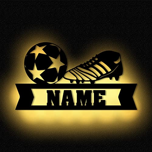 Fußball Wandlampe Nachtlicht Wand Lampe Schlummerlicht mit Namen personalisiert I Batteriebetrieb von Namofactur