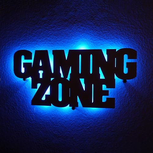 GAMING ZONE Dekolicht aus Holz | Zocker Wandlampe | Geschenk-Idee für Gamer | DIY Wanddeko zum Verschenken mit verschiedenen LED/RGB Optionen | Größe M: 23x49 cm GAMING ZONE Dekolicht aus Holz | Zocker Wandlampe | Geschenk-Idee für Gamer | DIY Wanddeko zum Verschenken mit verschiedenen LED/RGB Optionen | Größe M: 23x49 cm von Namofactur