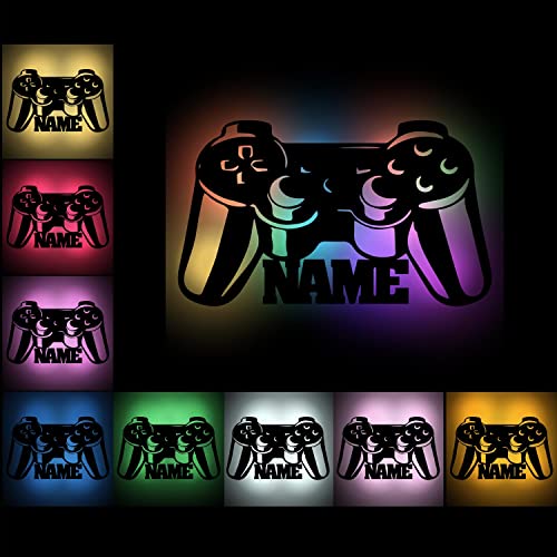 Namofactur Gaming Geschenke für Weinachten Gamer Wand Deko Farbwechsel Lampe Holz Licht Geschenkidee für Gaming-Fans Gamer-Tag I USB + Fernbedienung von Namofactur