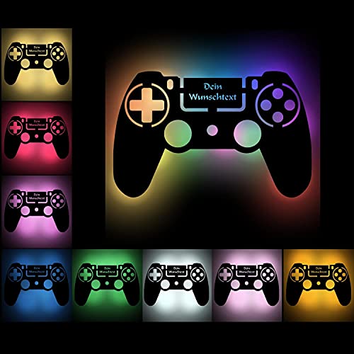 Namofactur Gaming Geschenkideen für Weinachten Geburtstag Gamer Wand Deko Farbwechsel Lampe Holz Licht Geschenke für Gaming-Fans Gamer-Tag I USB + Fernbedienung von Namofactur