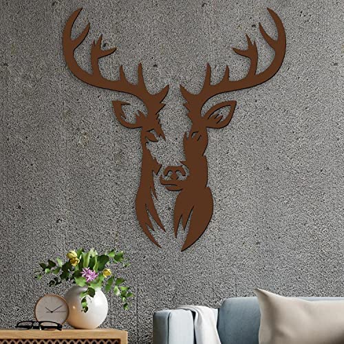 Hirschkopf Wanddeko Holz Wand Deko Hirsch Dekoration Wandbild für Wohnzimmer Wohnung Moderne Wand-Tattoo 2 Teilig in 14 Farben erhältlich von Namofactur