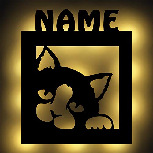 Katze Geschenke für Frauen Katzen led Deko Nachtlicht Wand-Lampe personalisiert Kinder Mann Familie Katzenlampe mit Namen von Namofactur