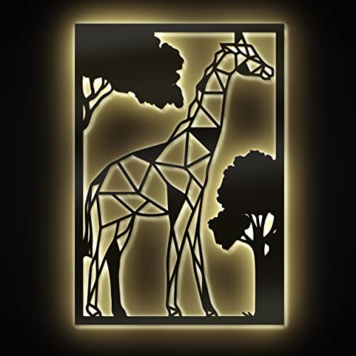 Led Giraffe Wand Deko Dekoration Geschenke Mdf Holz Wandlampe für Männer Frauen I Mit Edelstahl Wandhalter I Batteriebetrieb von Namofactur