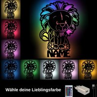 Löwe Holz Wand Lampe Nachtlicht Holzschild Usb Farbwechsel Schlummerlicht Personalisiert Mit Namen Als Geschenk Für Kinder & Baby Löwe Holz Wand Lampe Nachtlicht Holzschild Usb Farbwechsel Schlummerlicht Personalisiert Mit Namen Als Geschenk Für Kinder & Baby von Namofactur