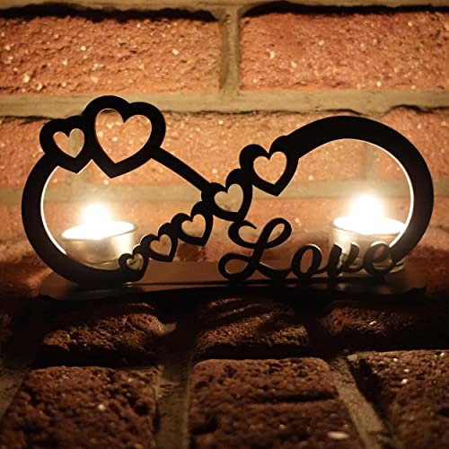 Love Liebe Liebesgeschenk Teelichthalter Unendlichkeitszeichen zum Jahrestag Hochzeit mit Kerzen Kerzenhalter Geschenk Tischdeko I MDF Holz von Namofactur