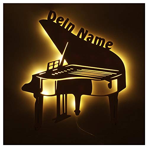 Musiker Geschenke Klavier Piano mit Namen personalisiert I Led Deko Licht Batteriebetrieben von Namofactur