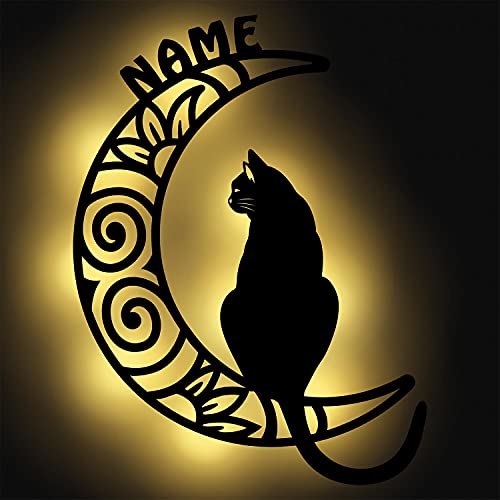 Nachtlicht Katze auf Mond Design XXL Groß aus Holz für Kinder & Erwachsene Geschenke Personalisiert I Batteriebetrieben Nachtlicht Katze auf Mond Design XXL Groß aus Holz für Kinder & Erwachsene Geschenke Personalisiert I Batteriebetrieben von Namofactur