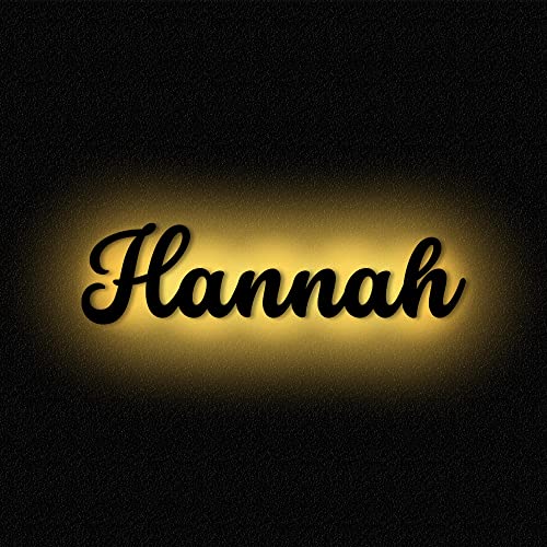 Namenslampe Holz Name Hannah Schriftzug I Wandlampe Geschenk Kinder & Erwachsene Wohnzimmer Kinderzimmer I MDF Holz Batteriebetrieb von Namofactur