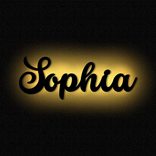 Namenslampe Holz Name Sophia Schriftzug I Wandlampe Geschenk Kinder & Erwachsene Wohnzimmer Kinderzimmer I MDF Holz Batteriebetrieb von Namofactur