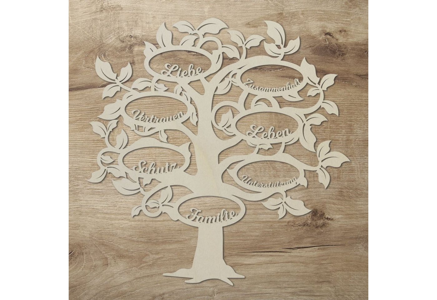 Namofactur 3D-Wandtattoo Holz Wandbild 'Familie Baum' Wanddeko, Wanddekoration Familien Stammbaum, Wandgestaltung für dein Wohnzimmer von Namofactur