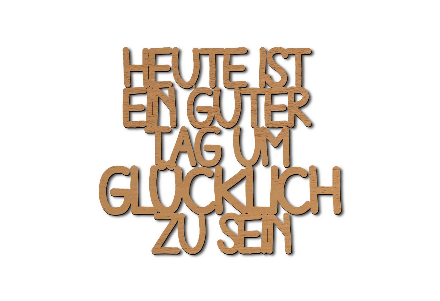 Namofactur 3D-Wandtattoo Wanddeko 'Guter Tag um glücklich zu sein' Wandschriftzug aus MDF Holz von Namofactur