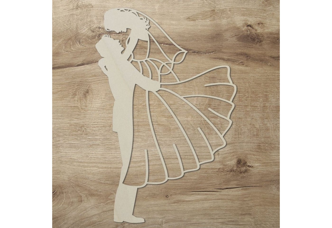 Namofactur 3D-Wandtattoo Hochzeit Deko Brautpaar Wandbild aus Holz, Hochzeitsdekoration 'Hochzeitspaar' Wanddeko von Namofactur