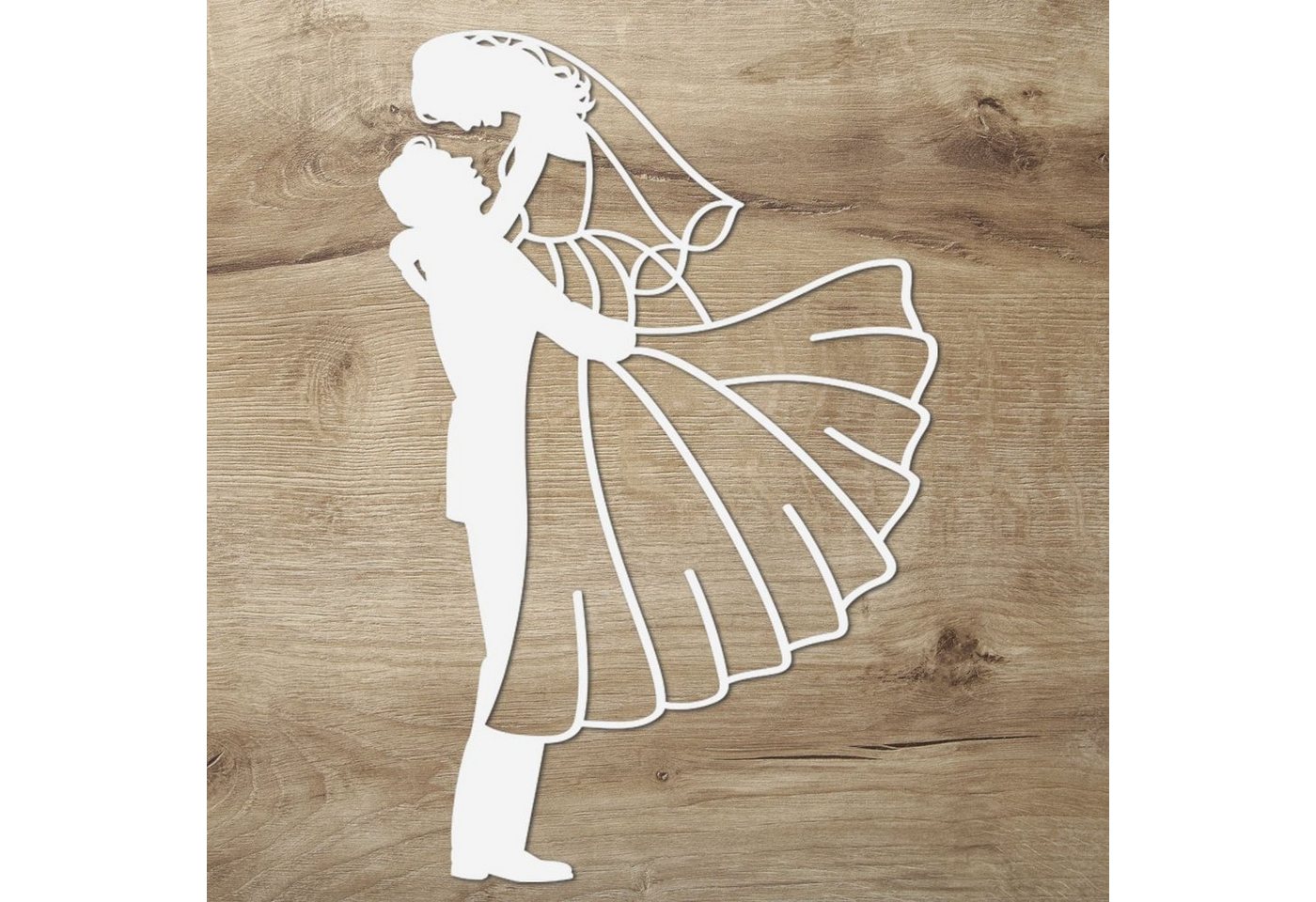 Namofactur 3D-Wandtattoo Hochzeit Deko Brautpaar Wandbild aus Holz, Hochzeitsdekoration 'Hochzeitspaar' Wanddeko von Namofactur