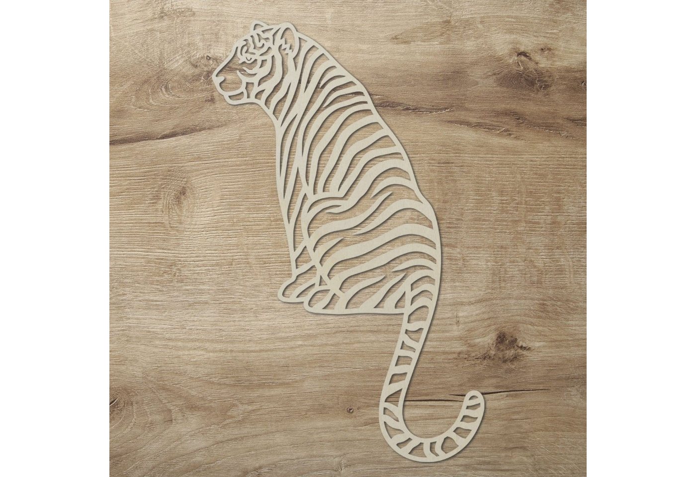 Namofactur 3D-Wandtattoo Tiger Holz Deko Wandbild 56x35cm Dekoration, 3D-Wanddeko 'Tiger' Wandgestaltung für dein Wohnzimmer / Schlafzimmer von Namofactur