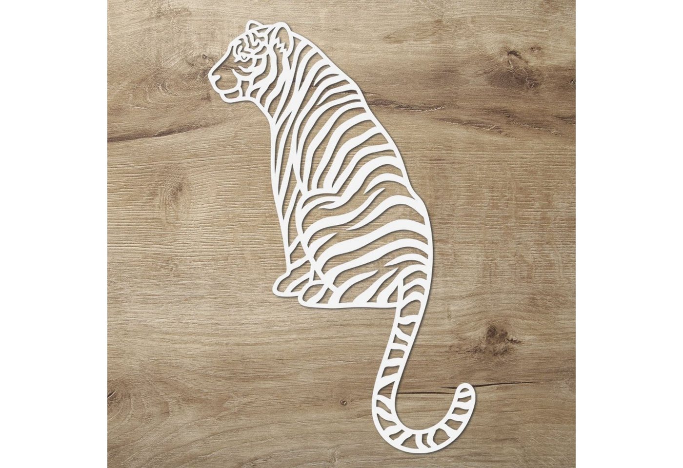 Namofactur 3D-Wandtattoo Tiger Holz Deko Wandbild 56x35cm Dekoration, 3D-Wanddeko 'Tiger' Wandgestaltung für dein Wohnzimmer / Schlafzimmer von Namofactur