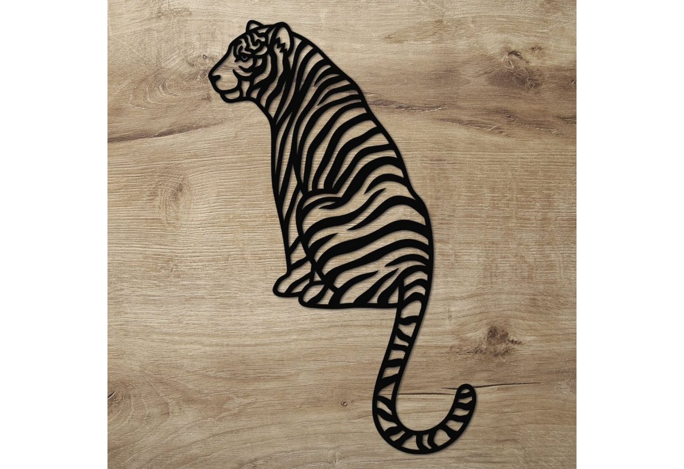 Namofactur 3D-Wandtattoo Tiger Holz Deko Wandbild 56x35cm Dekoration, 3D-Wanddeko 'Tiger' Wandgestaltung für dein Wohnzimmer / Schlafzimmer von Namofactur