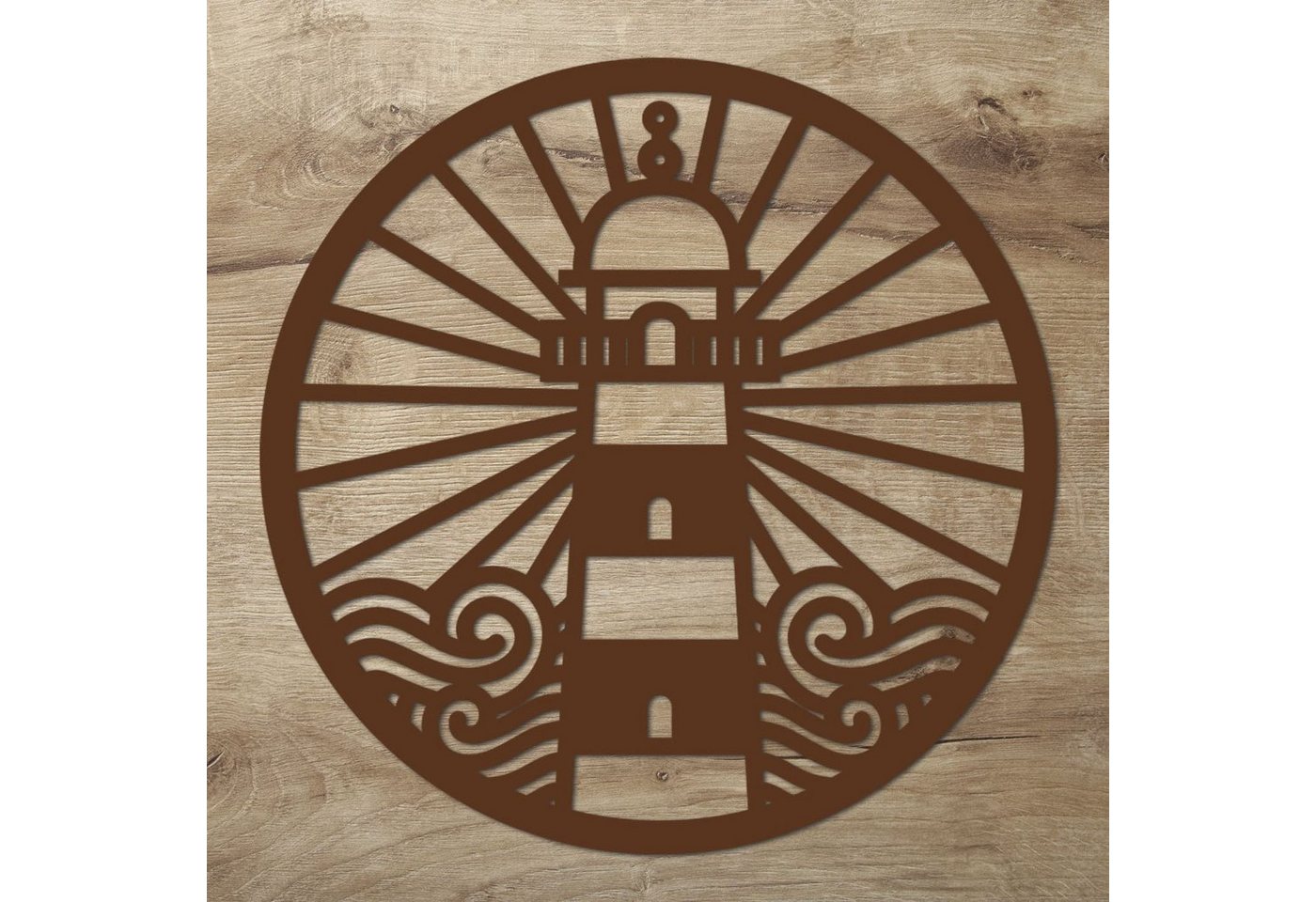 Namofactur 3D-Wandtattoo Leuchtturm im Holzreifen Wanddeko Hoop maritim Wandbild, Holz Leuchtturm Kreis maritime Wandgestaltung Nordsee / Ostsee Fans von Namofactur