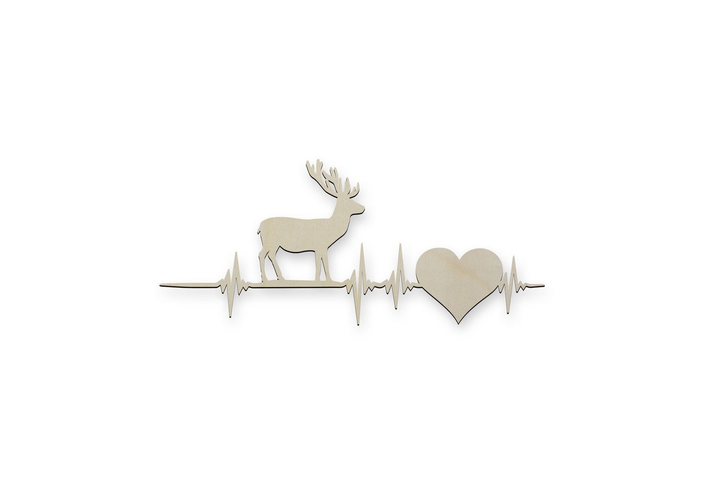 Namofactur 3D-Wandtattoo XXL Holz Wandtattoo Hirsch EKG Wand Deko Wanddeko Groß von Namofactur