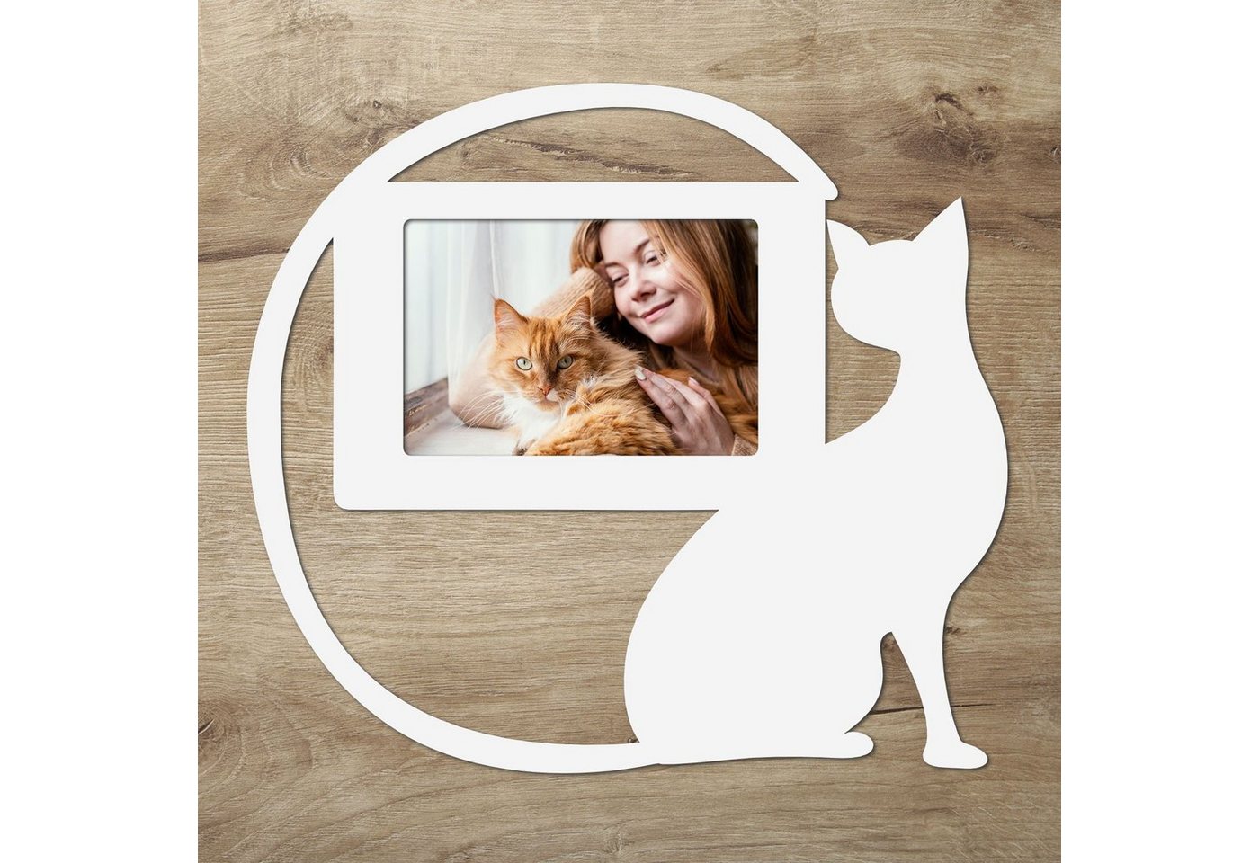 Namofactur Bilderrahmen Katze Fotorahmen aus Holz, Bilderrahmen für Katzen Fans, für 1 Bilder, Fotorahmen, Rahmen für Foto, Made in Germany, in Deutschland gefertigt, Verschiedenen Farben wählbar von Namofactur