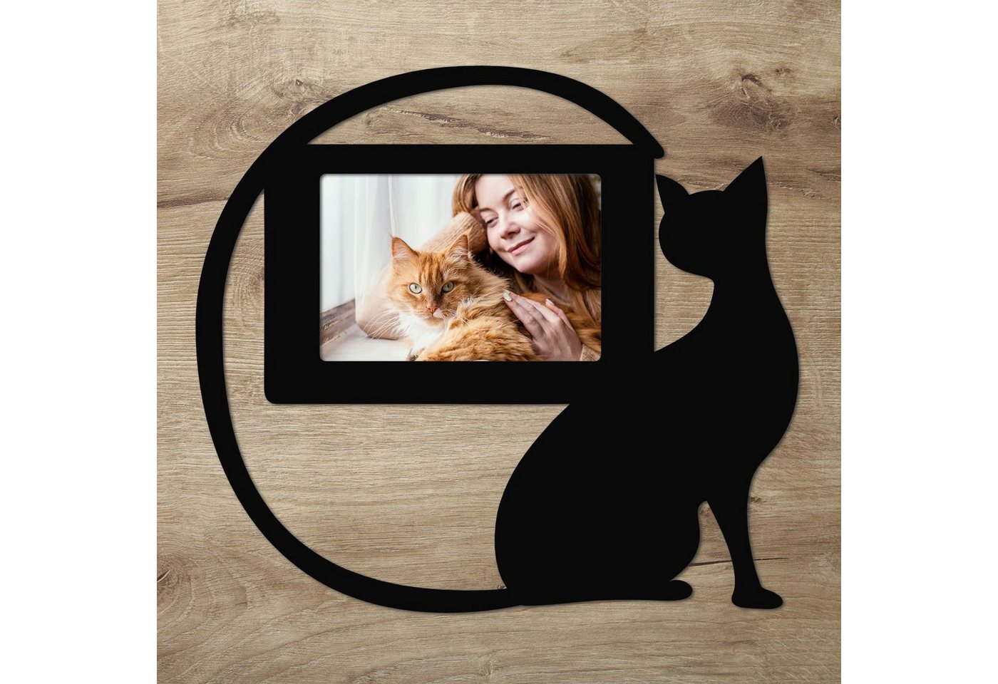 Namofactur Bilderrahmen Katze Fotorahmen aus Holz, Bilderrahmen für Katzen Fans, für 1 Bilder, Fotorahmen, Rahmen für Foto, Made in Germany, in Deutschland gefertigt, Verschiedenen Farben wählbar von Namofactur