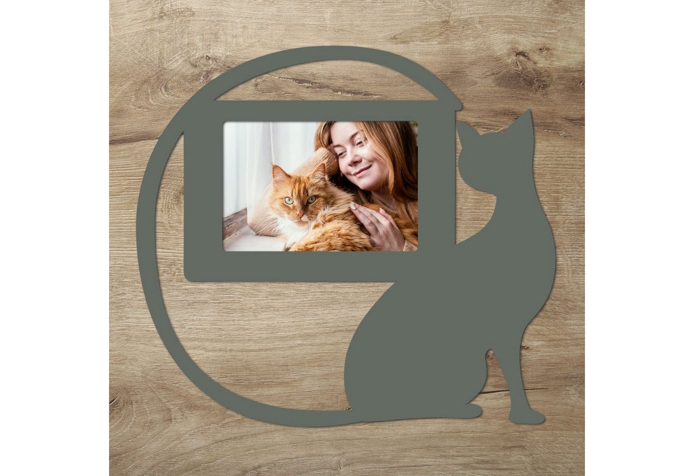 Namofactur Bilderrahmen Katze Fotorahmen aus Holz, Bilderrahmen für Katzen Fans, für 1 Bilder, Fotorahmen, Rahmen für Foto, Made in Germany, in Deutschland gefertigt, Verschiedenen Farben wählbar von Namofactur