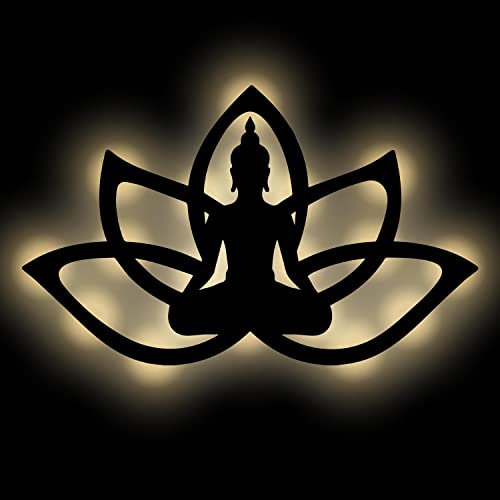 Namofactur Buddha Geschenk Deko für Frauen und Männer - Meditation Lampe - zum Aufhängen - Budda Spirituelle Meditation Yoga Dekoration I Batteriebetrieb von Namofactur