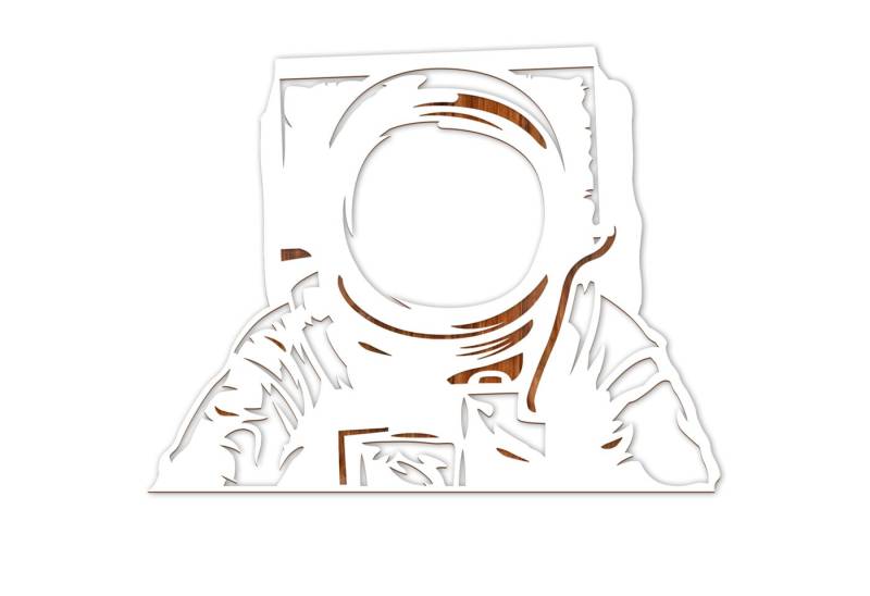 Namofactur Dekospiegel Holz Motiv Spiegel für Astronauten & Raumfahrer, Lampe für Kinder, Wandspiegel mit Holzrahmen 'Astronaut' inkl. LED Beleuchtung Licht von Namofactur