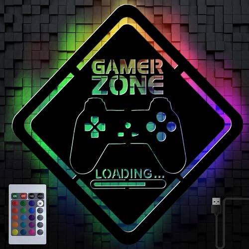 Namofactur Gamer Geschenk coole Gamingzone Deko Zubehör - RGB Gaming USB LED Gamers Only - Holz Farbauswahl von Namofactur