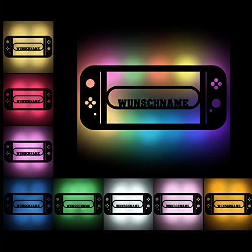 Namofactur Geschenkideen Gaming Deko für Weinachten Geburtstag Gamer Wand Deko Farbwechsel Lampe Holz Licht Geschenke Gamer-Tag Avatar Name I USB + Fernbedienung von Namofactur