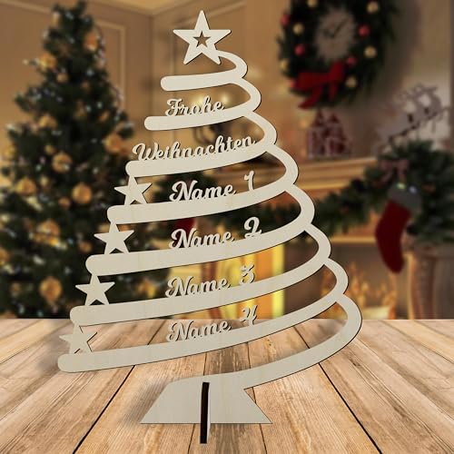 Namofactur Holz Tannenbaum Weihnachtsdeko mit Namen personalisiert- Geschenk zu Weihnachten von Namofactur
