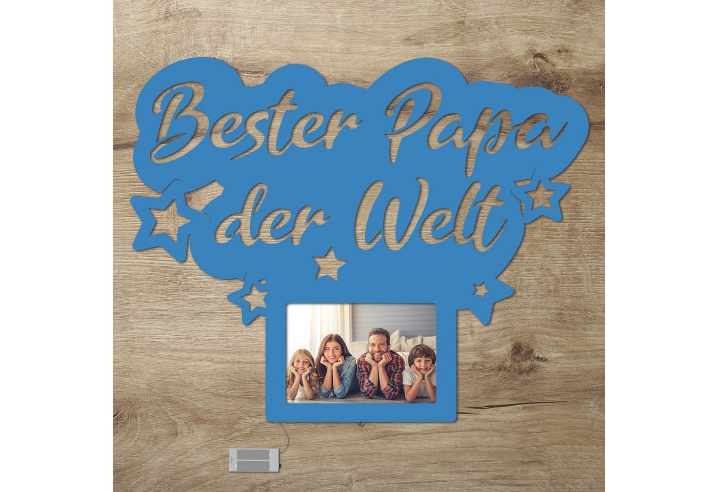 Namofactur LED-Bilderrahmen Bester Papa der Welt, Vatertag, Geburtstagsgeschenk Papa, für 1 Bilder, Fotorahmen, Rahmen für Foto, made in Germany, in Deutschland gefertigt, Verschiedenen Farben wählbar von Namofactur