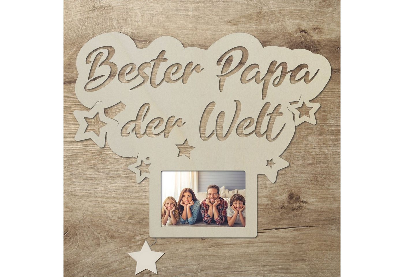 Namofactur LED-Bilderrahmen Bester Papa der Welt, Vatertag, Geburtstagsgeschenk Papa, für 1 Bilder, Fotorahmen, Rahmen für Foto, made in Germany, in Deutschland gefertigt, Verschiedenen Farben wählbar von Namofactur