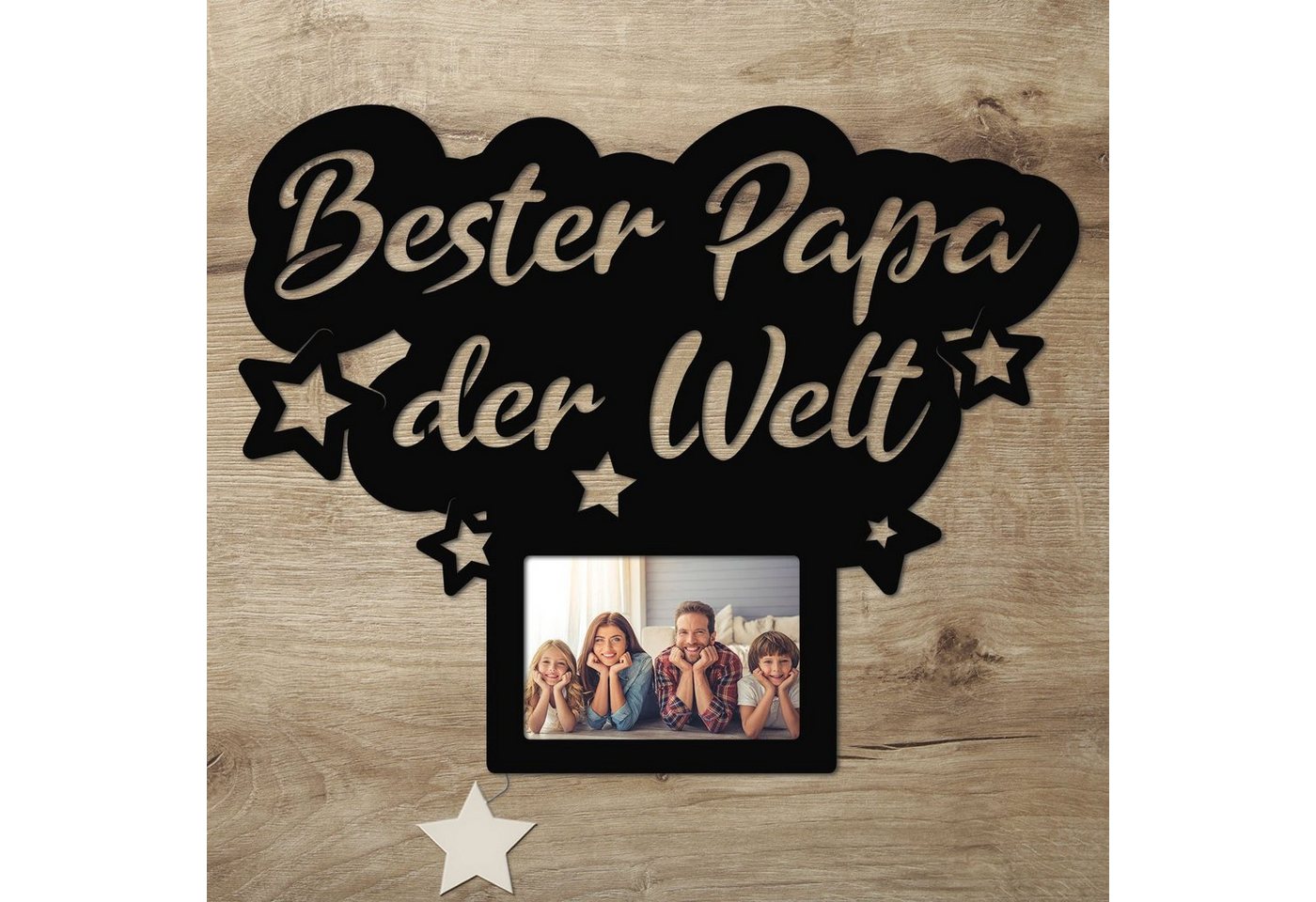 Namofactur LED-Bilderrahmen Bester Papa der Welt, Vatertag, Geburtstagsgeschenk Papa, für 1 Bilder, Fotorahmen, Rahmen für Foto, made in Germany, in Deutschland gefertigt, Verschiedenen Farben wählbar von Namofactur