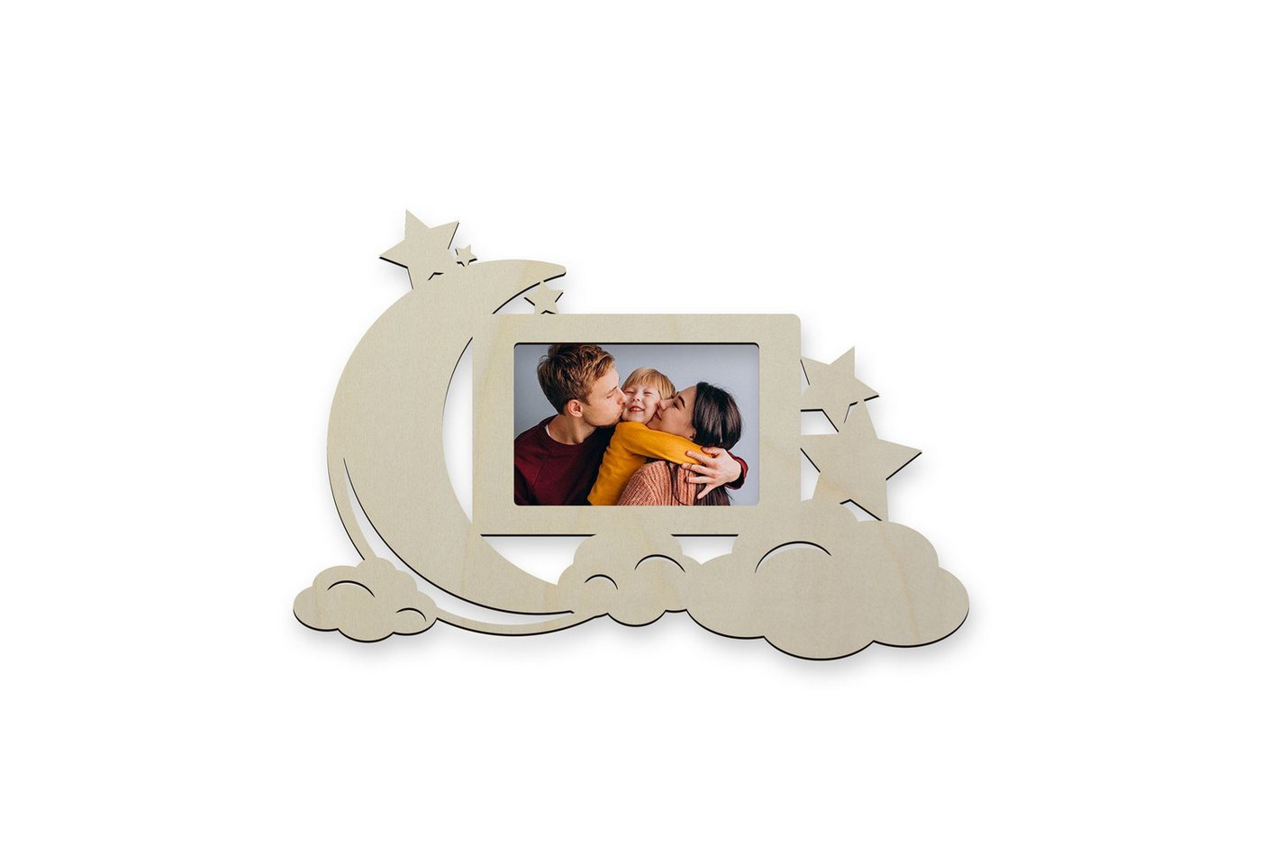 Namofactur LED-Bilderrahmen Mond & Wolken LED Bilderrahmen Nachtlicht, Kinderzimmer, Geschenk, für 1 Bilder, Made in Germany von Namofactur