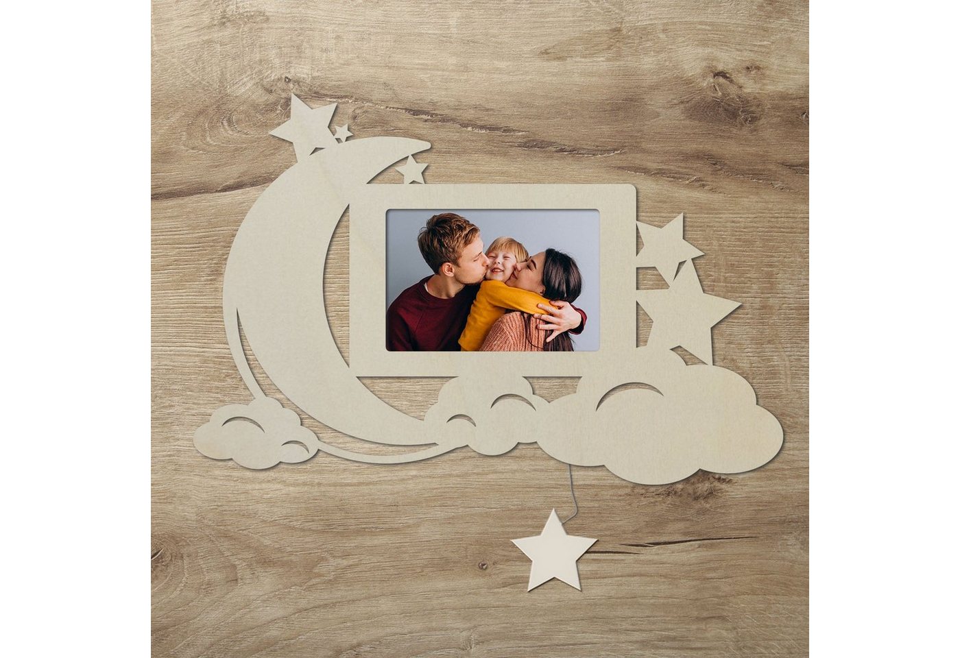 Namofactur LED-Bilderrahmen Mond & Wolken LED Bilderrahmen Nachtlicht, Kinderzimmer, Geschenk, für 1 Bilder, Made in Germany Namofactur LED-Bilderrahmen Mond & Wolken LED Bilderrahmen Nachtlicht, Kinderzimmer, Geschenk, für 1 Bilder, Made in Germany von Namofactur