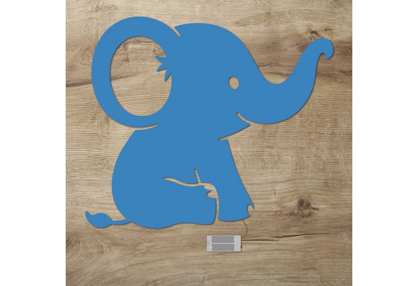 Namofactur LED Dekolicht Baby Elefant - Schlaflicht mit Elefanten Motiv für Kleinkinder, Ohne Zugschalter/Stern, LED fest integriert, Warmweiß, Wanddekoobjekt Kinderzimmer Leuchte batteriebetrieben von Namofactur