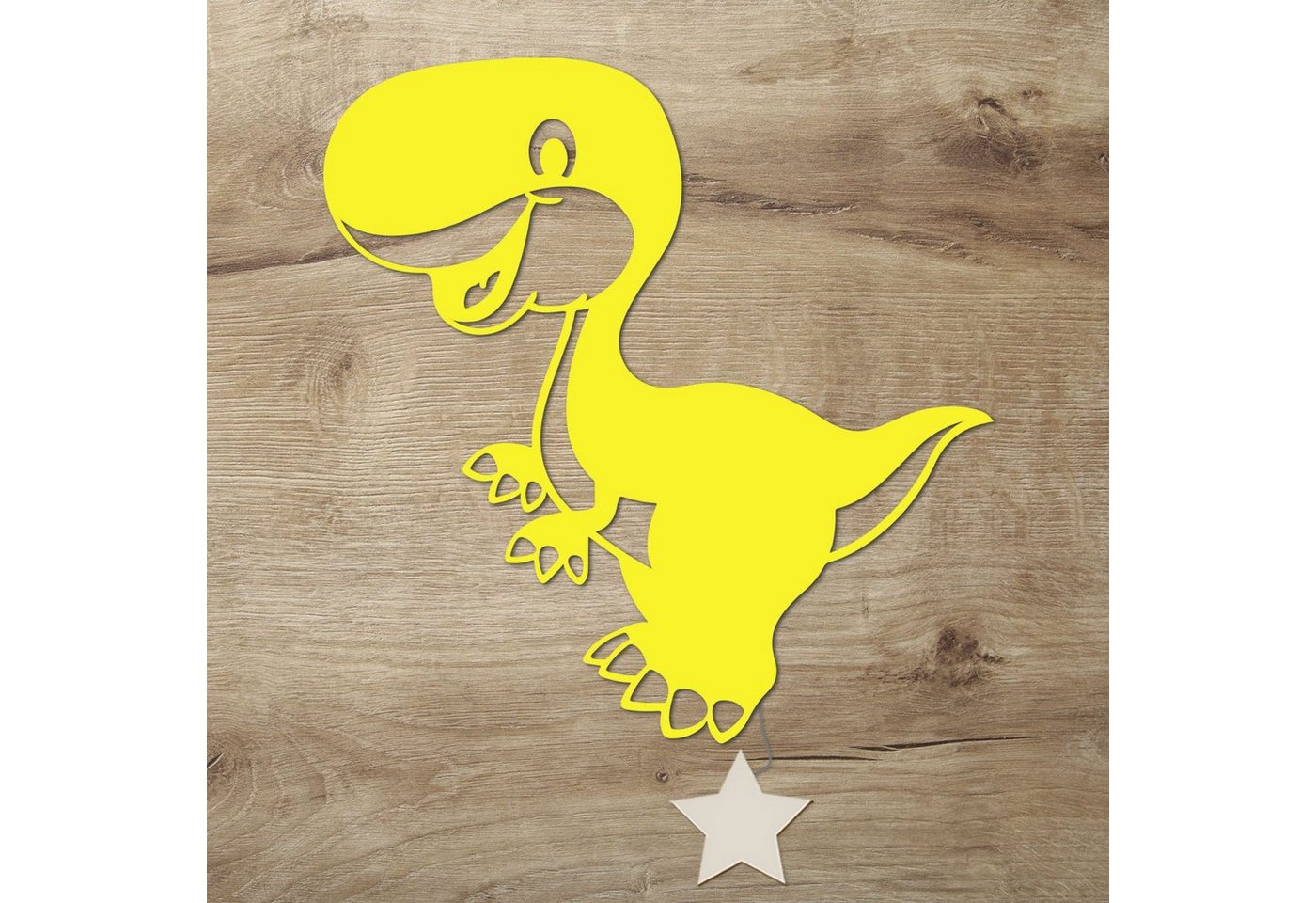 Namofactur LED Dekolicht Dino - Schlaflicht mit Dinosaurier Motiv für Kleinkinder - Wand Lampe, Mit Sternabdeckung, LED fest integriert, warmweiß, Wanddekoobjekt Kinderzimmer Leuchte batteriebetrieben von Namofactur