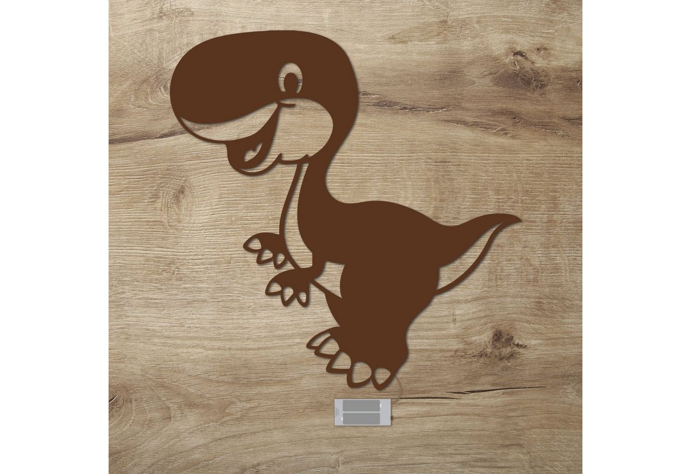 Namofactur LED Dekolicht Dino - Schlaflicht mit Dinosaurier Motiv für Kleinkinder - Wand Lampe, Ohne Zugschalter/Stern, LED fest integriert, warmweiß, Wanddekoobjekt Kinderzimmer Leuchte batteriebetrieben von Namofactur