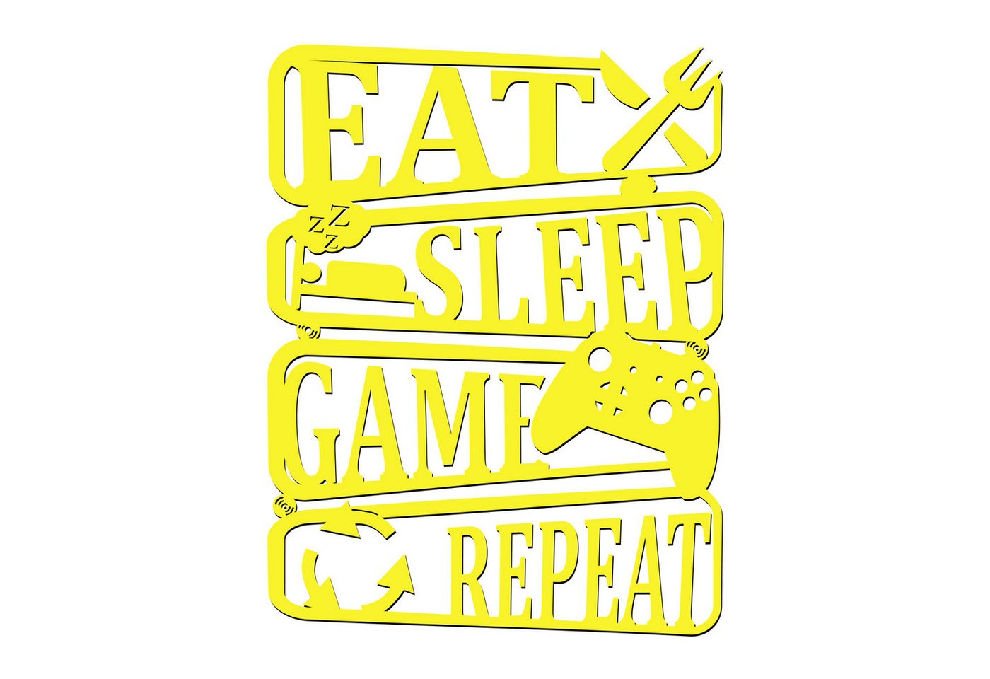 Namofactur LED Dekolicht Eat Sleep Game Repeat - Gamer Licht Wanddeko mit RGB Farbwechsel, LED fest integriert, RGB Farbwechsel, Wanddekoobjekt USB Wohnzimmer Leuchte mit Fernbedienung von Namofactur